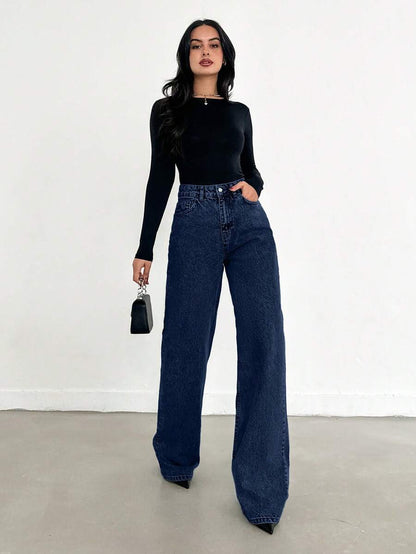 EURMUSE Jean taille haute jambes évasées - Floorah