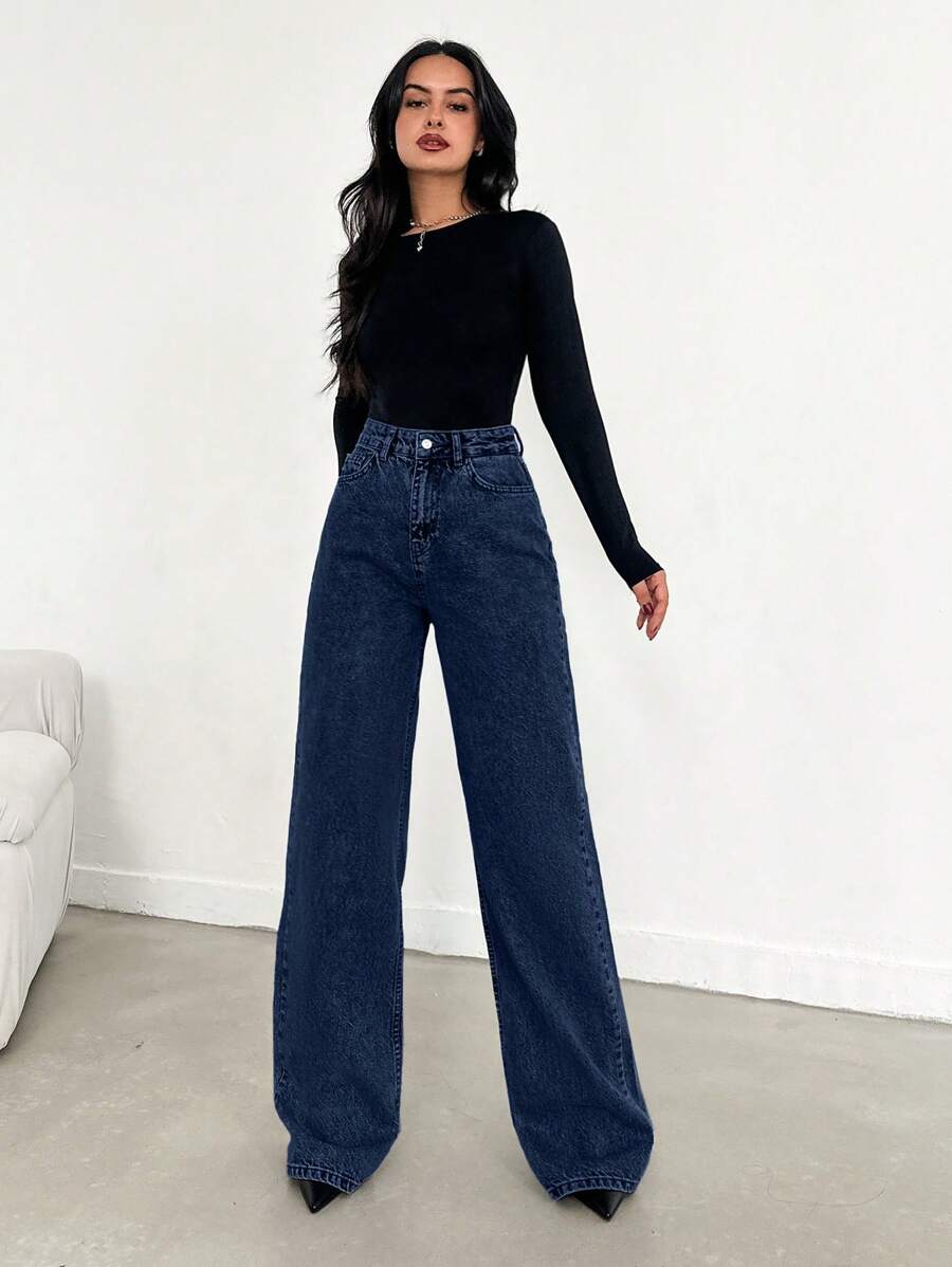 EURMUSE Jean taille haute jambes évasées - Floorah