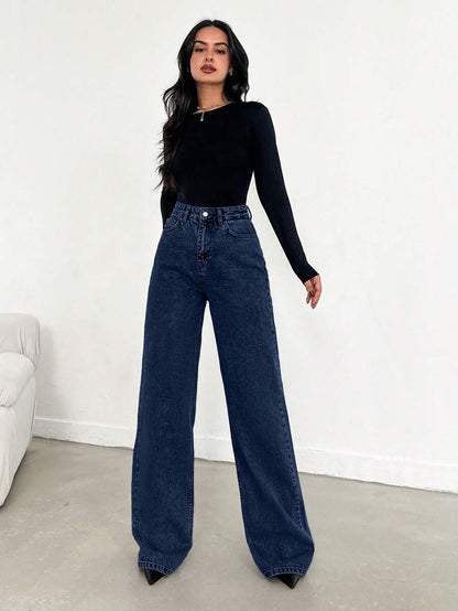 EURMUSE Jean taille haute jambes évasées - Floorah