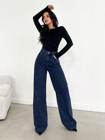 EURMUSE Jean taille haute jambes évasées - Floorah