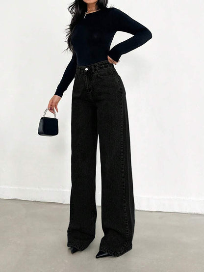 EURMUSE Jean taille haute jambes évasées - Floorah