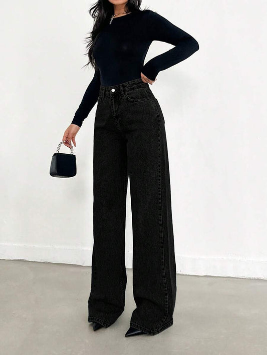 EURMUSE Jean taille haute jambes évasées - Floorah