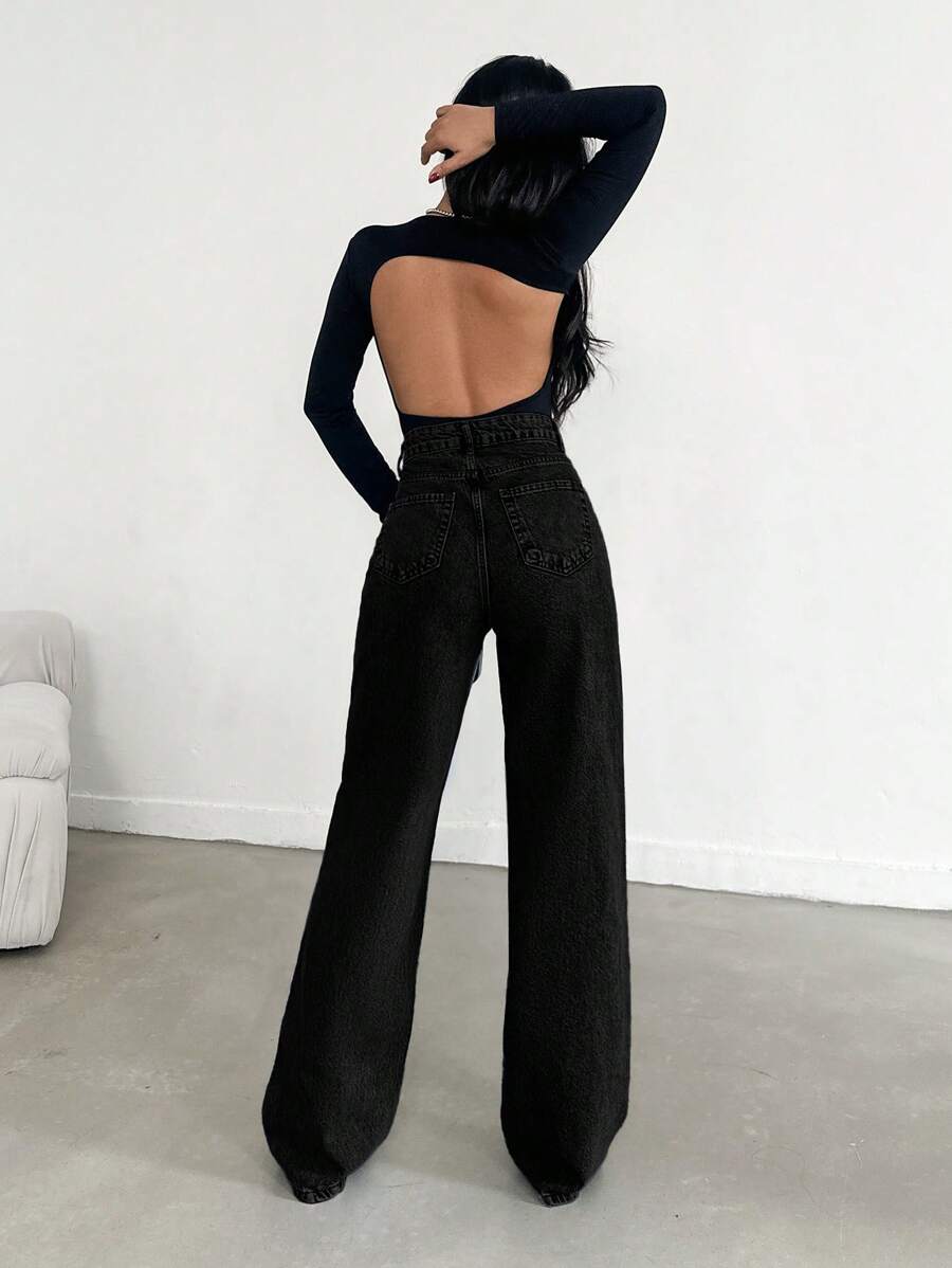 EURMUSE Jean taille haute jambes évasées - Floorah