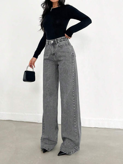 EURMUSE Jean taille haute jambes évasées - Floorah