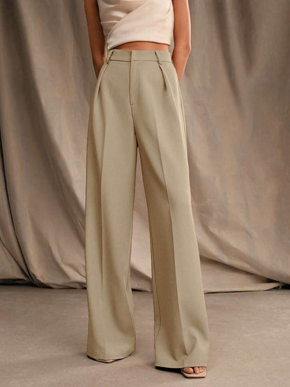 Pantalon droit à taille haute plissé - Floorah
