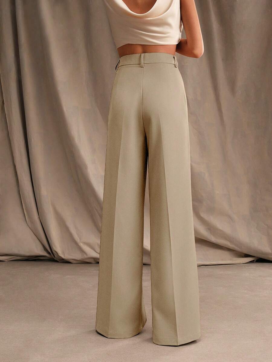Pantalon droit à taille haute plissé - Floorah