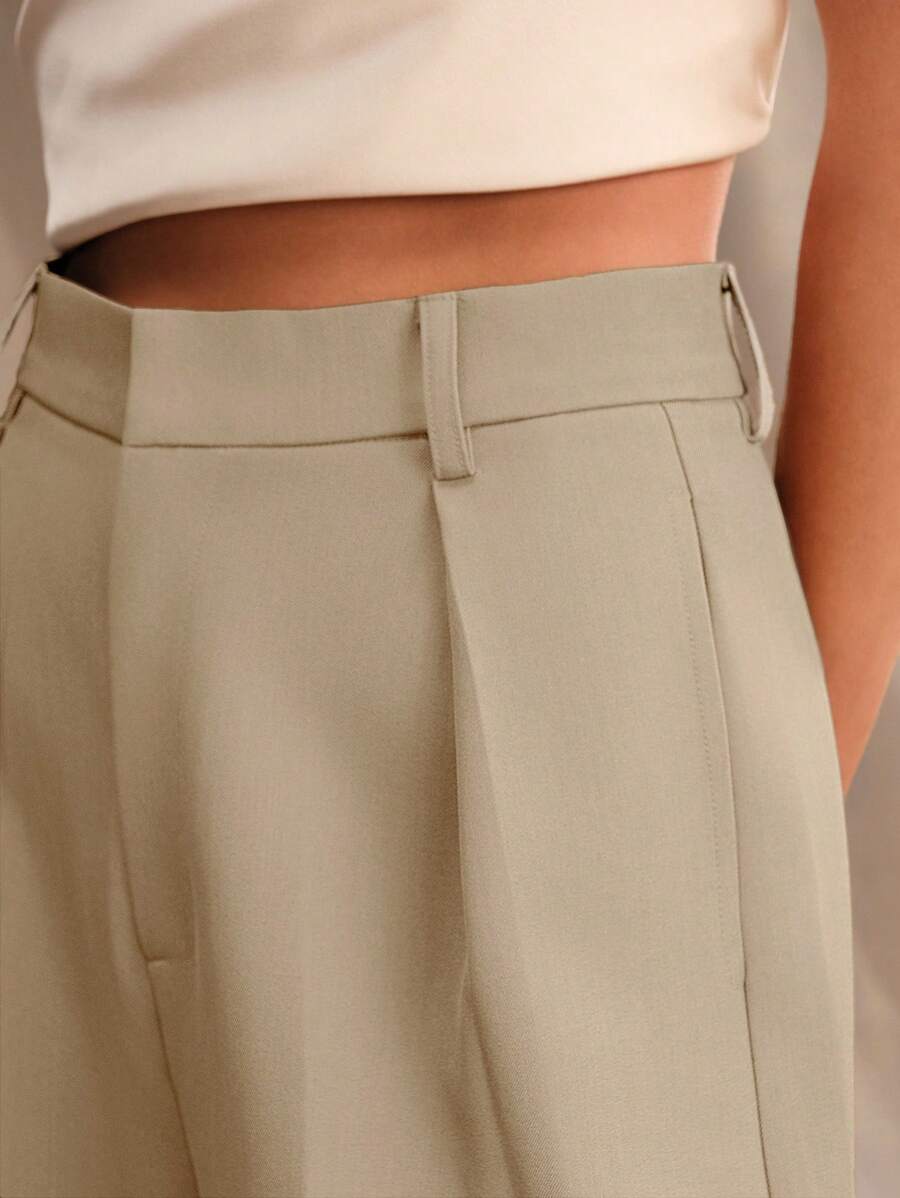 Pantalon droit à taille haute plissé - Floorah
