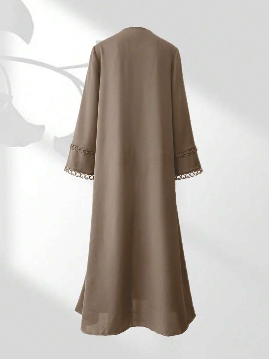 Ensemble abaya ouvert avec bordure en dentelle - Floorah
