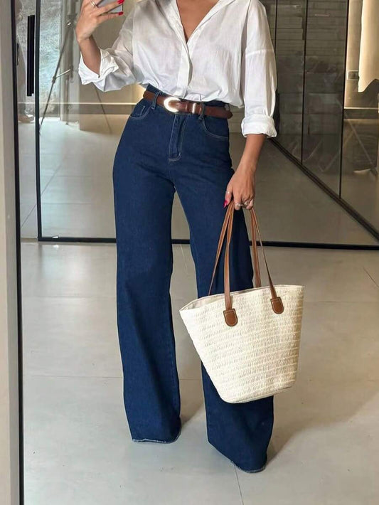 Pantalon maxi en jean à taille élastique - Floorah