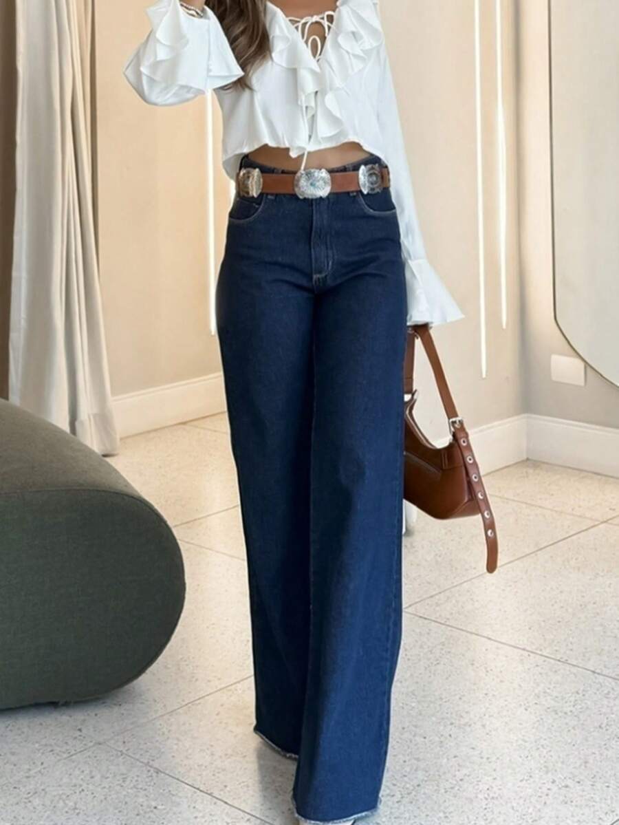 Pantalon maxi en jean à taille élastique - Floorah