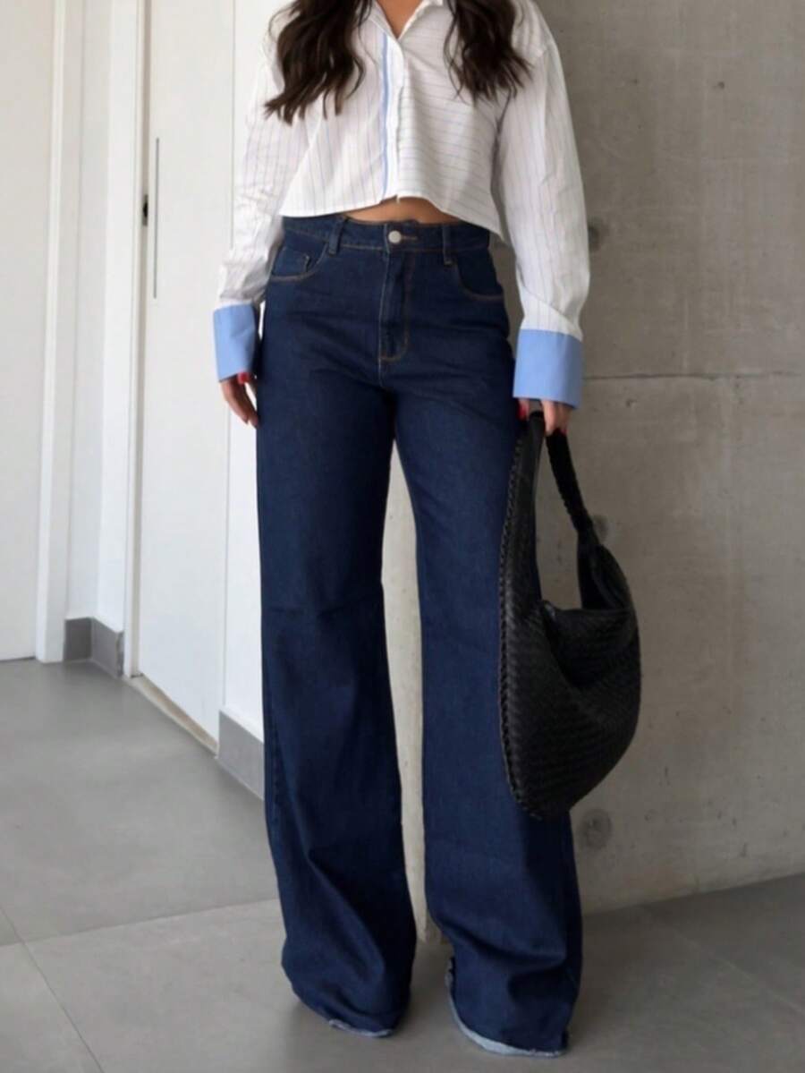 Pantalon maxi en jean à taille élastique - Floorah