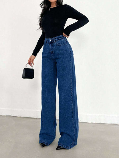 EURMUSE Jean taille haute jambes évasées - Floorah