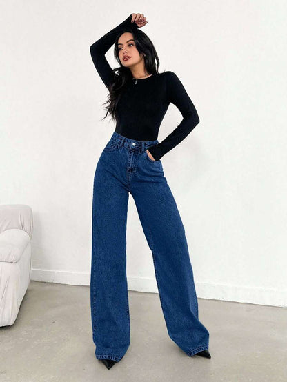 EURMUSE Jean taille haute jambes évasées - Floorah