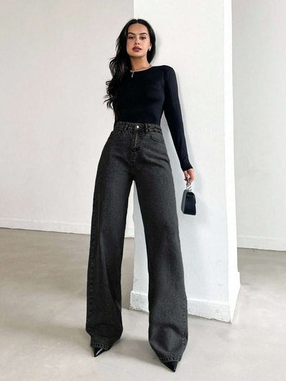 EURMUSE Jean taille haute jambes évasées - Floorah