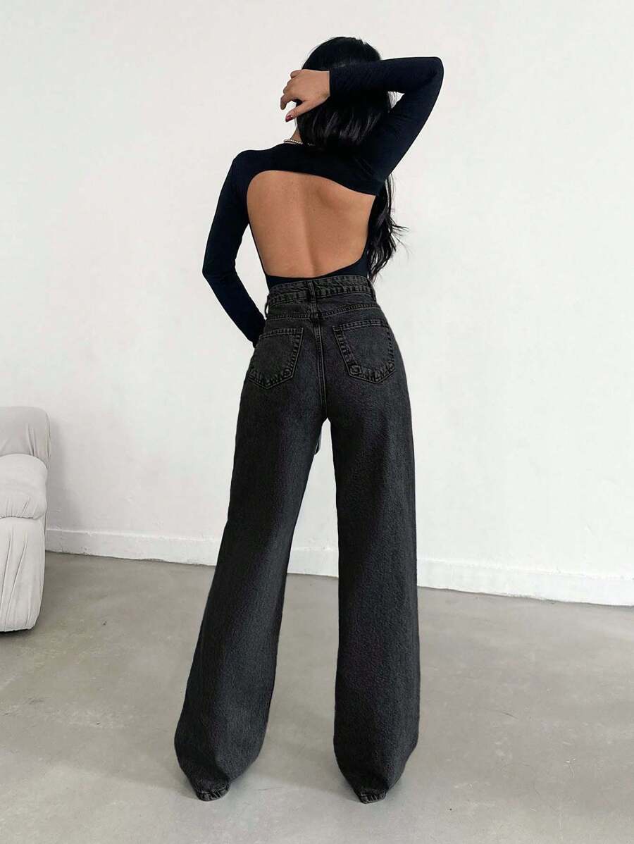 EURMUSE Jean taille haute jambes évasées - Floorah