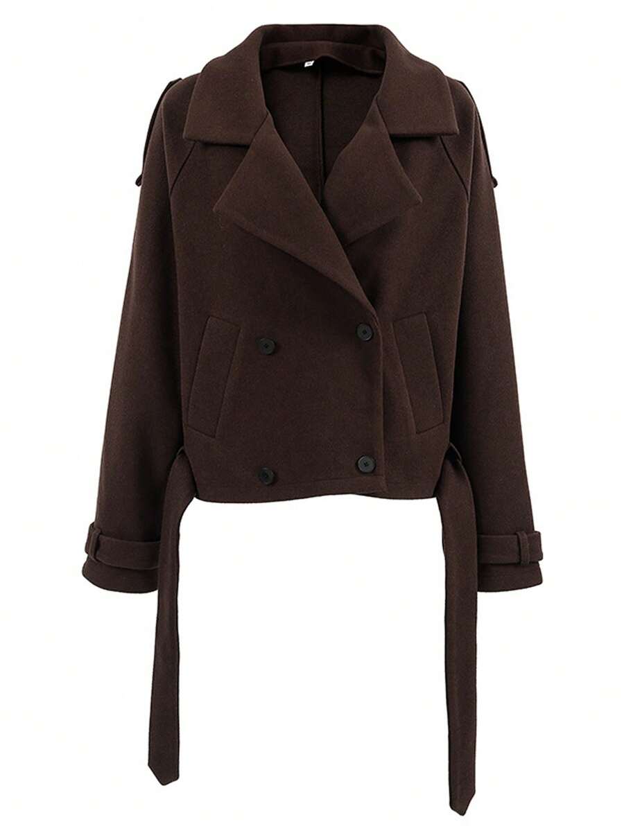 Manteau casual à double boutonnage à manches longues - Floorah