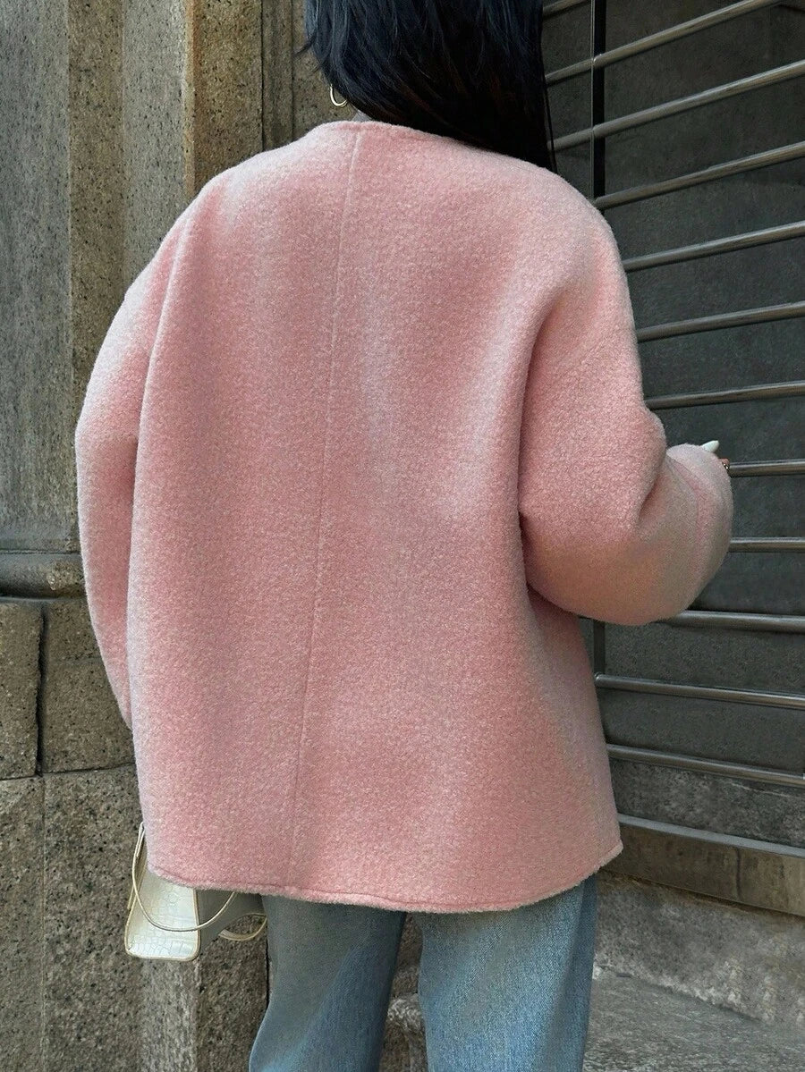 Manteau ample en mélange de laine à manches longues avec épaules tombantes - Floorah