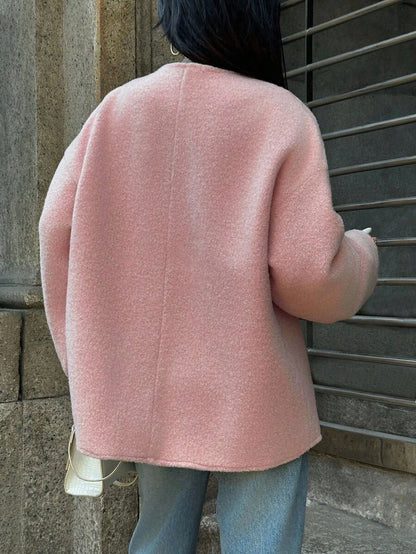 Manteau ample en mélange de laine à manches longues avec épaules tombantes - Floorah