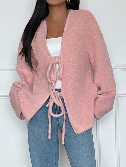 Manteau ample en mélange de laine à manches longues avec épaules tombantes - Floorah