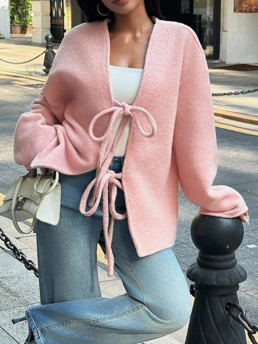 Manteau ample en mélange de laine à manches longues avec épaules tombantes - Floorah