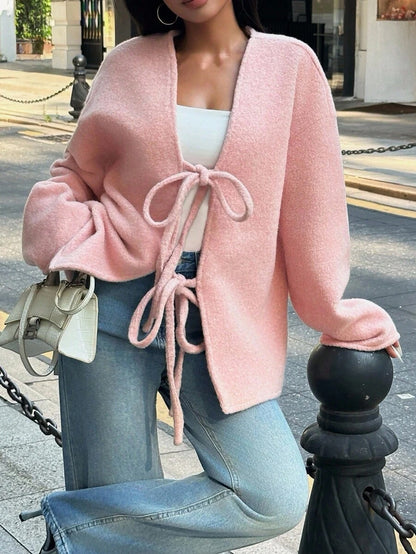 Manteau ample en mélange de laine à manches longues avec épaules tombantes - Floorah