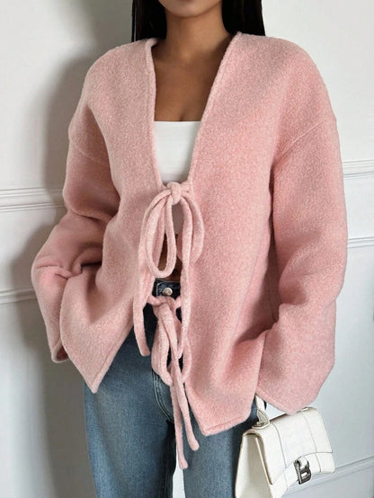 Manteau ample en mélange de laine à manches longues avec épaules tombantes - Floorah