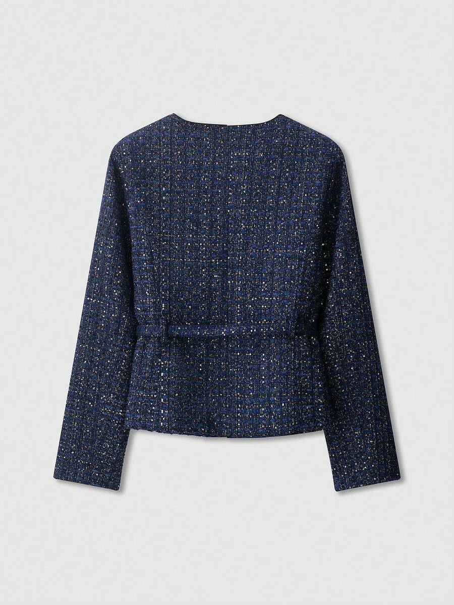 Cardigan torsadée élégante avec ceinture et boutons métalliques - Floorah