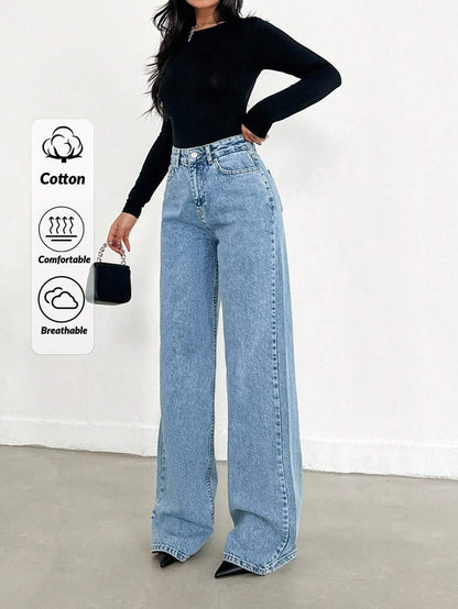 EURMUSE Jean taille haute jambes évasées - Floorah