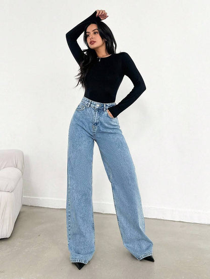 EURMUSE Jean taille haute jambes évasées - Floorah