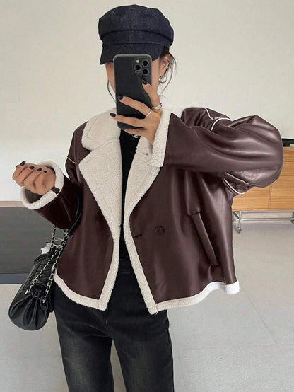 Veste en fausse fourrure de mouton bicolore - Floorah