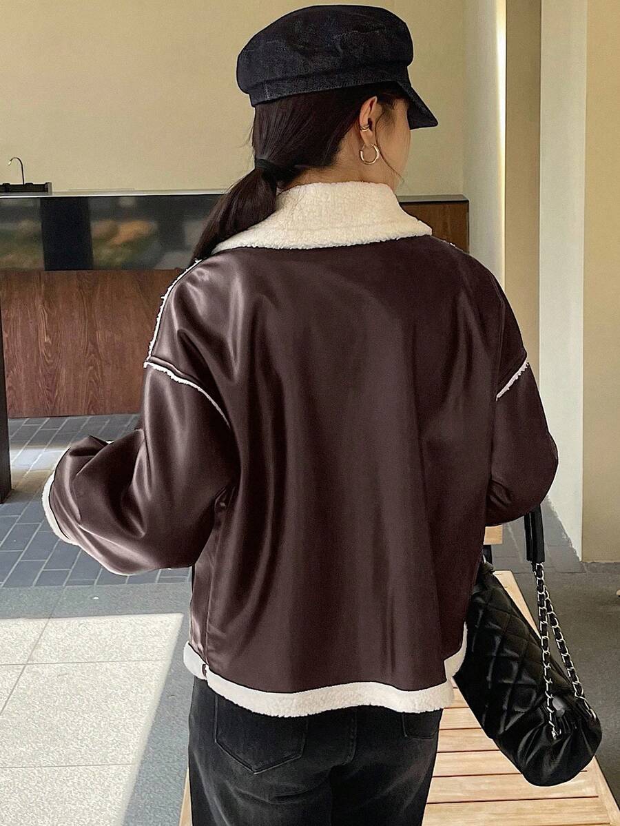 Veste en fausse fourrure de mouton bicolore - Floorah