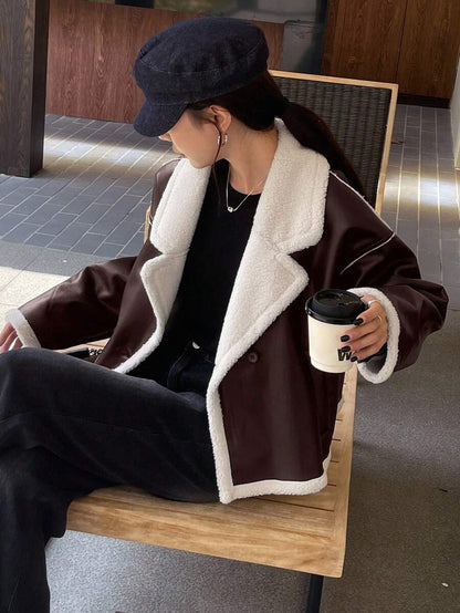 Veste en fausse fourrure de mouton bicolore - Floorah