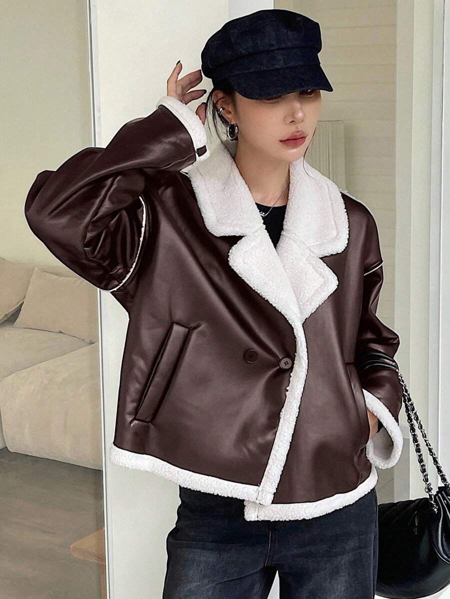 Veste en fausse fourrure de mouton bicolore - Floorah