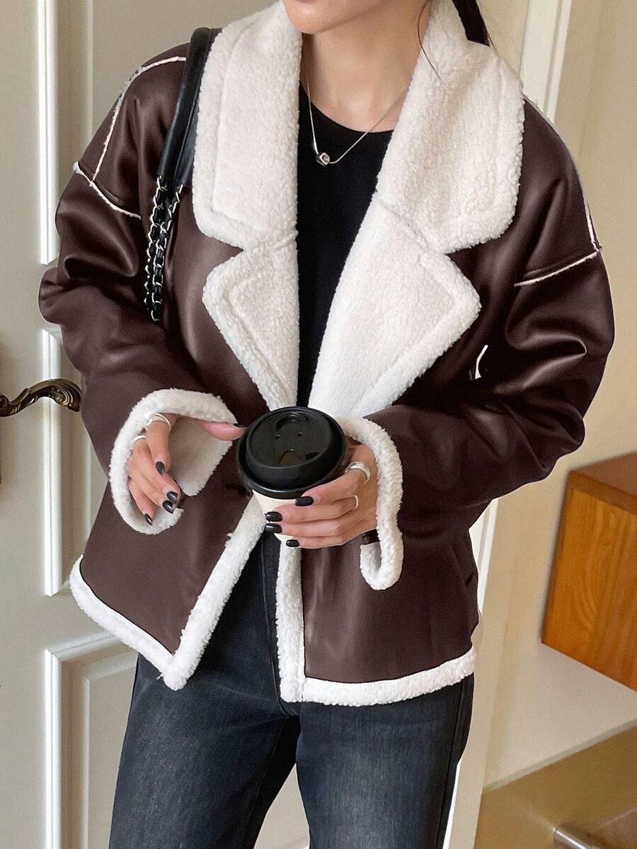 Veste en fausse fourrure de mouton bicolore - Floorah