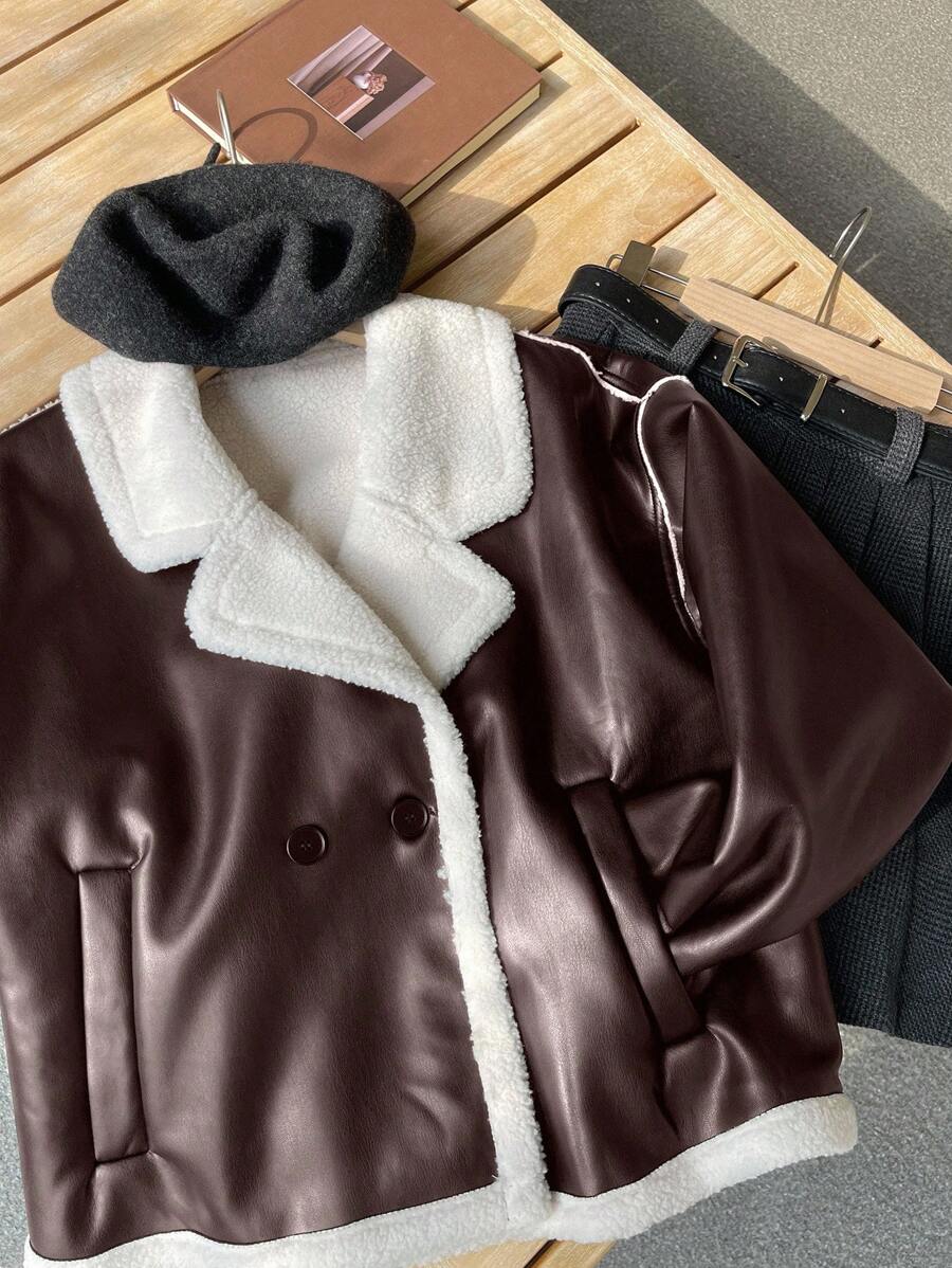 Veste en fausse fourrure de mouton bicolore - Floorah