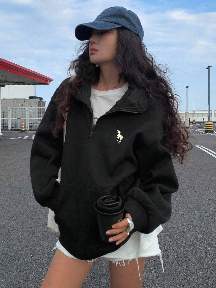 Sweat-shirt à capuche ample doublé thermique - Floorah