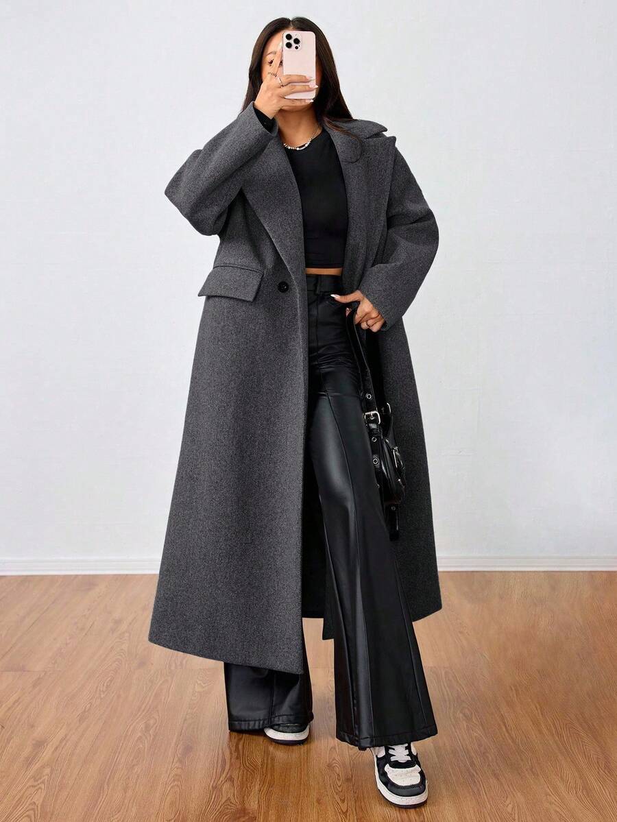 MOOSTA Manteau long décontracté à revers - Floorah