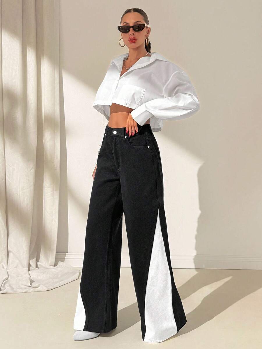 EURMUSE Jean taille haute jambes évasées - Floorah