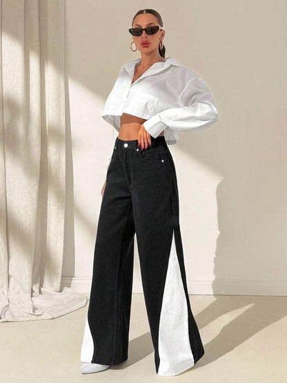 EURMUSE Jean taille haute jambes évasées - Floorah