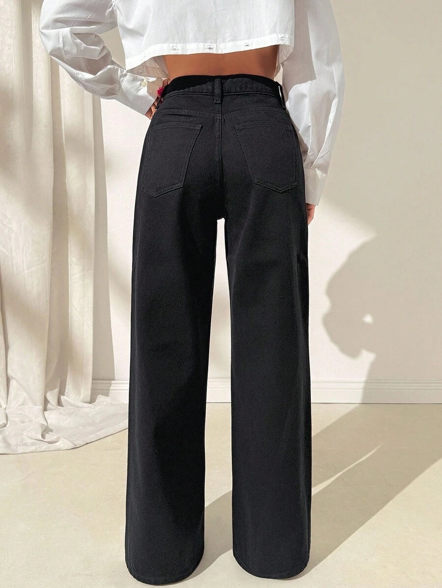 EURMUSE Jean taille haute jambes évasées - Floorah