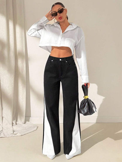 EURMUSE Jean taille haute jambes évasées - Floorah