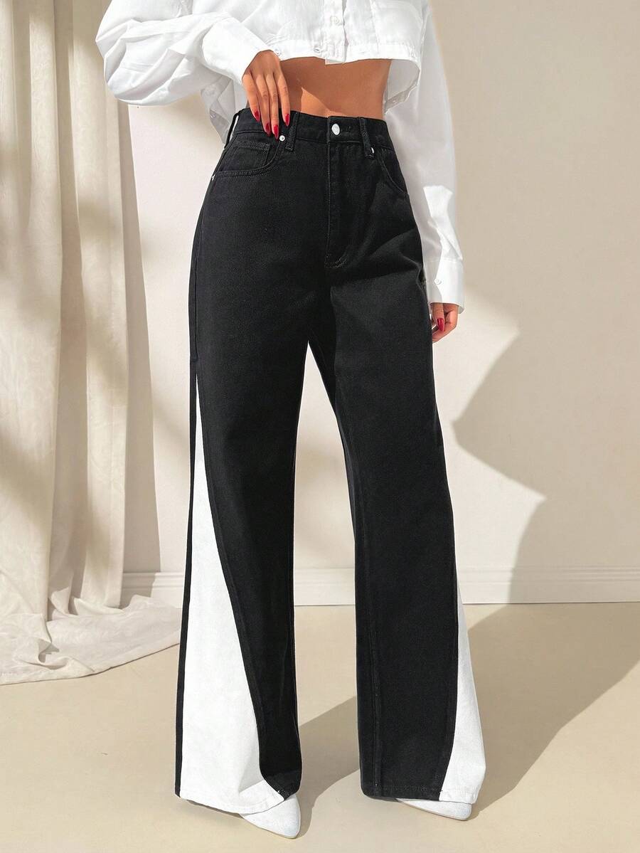 EURMUSE Jean taille haute jambes évasées - Floorah