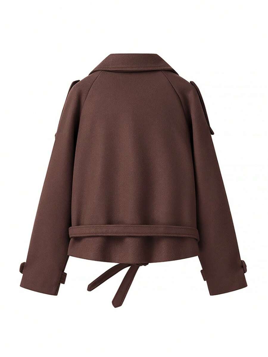 Veste courte décontractée et ample à double boutonnage avec revers - Floorah