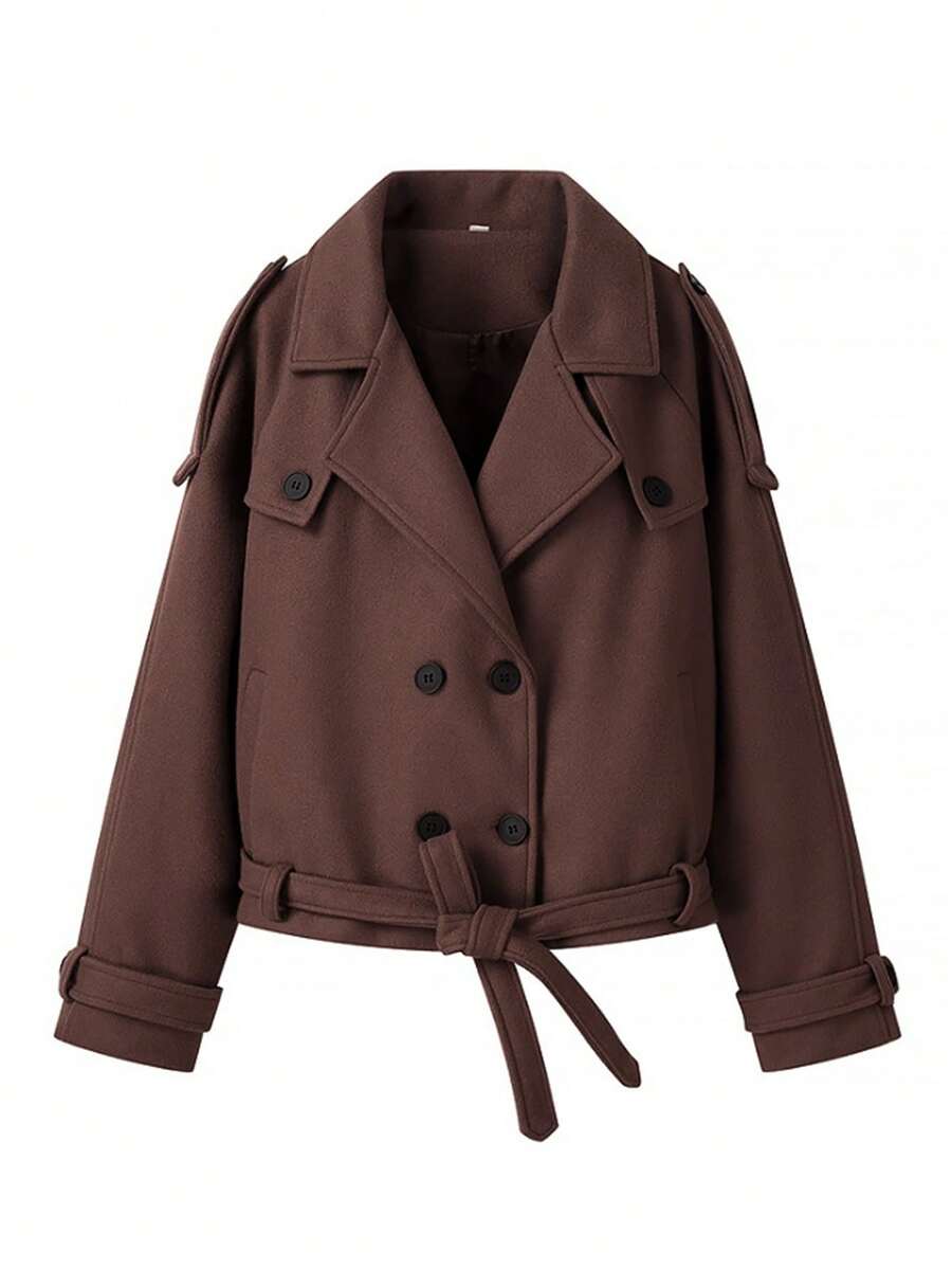 Veste courte décontractée et ample à double boutonnage avec revers - Floorah