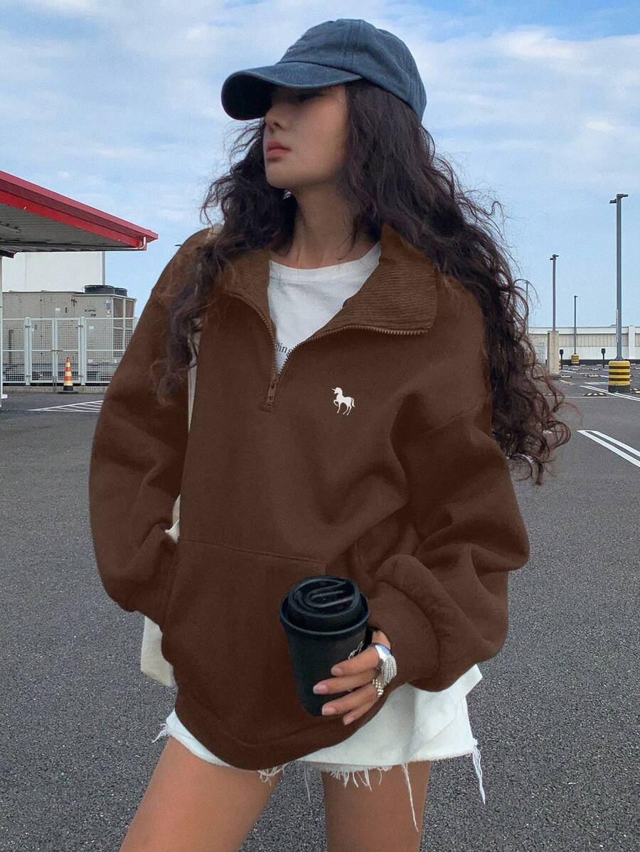 Sweat-shirt à capuche ample doublé thermique - Floorah