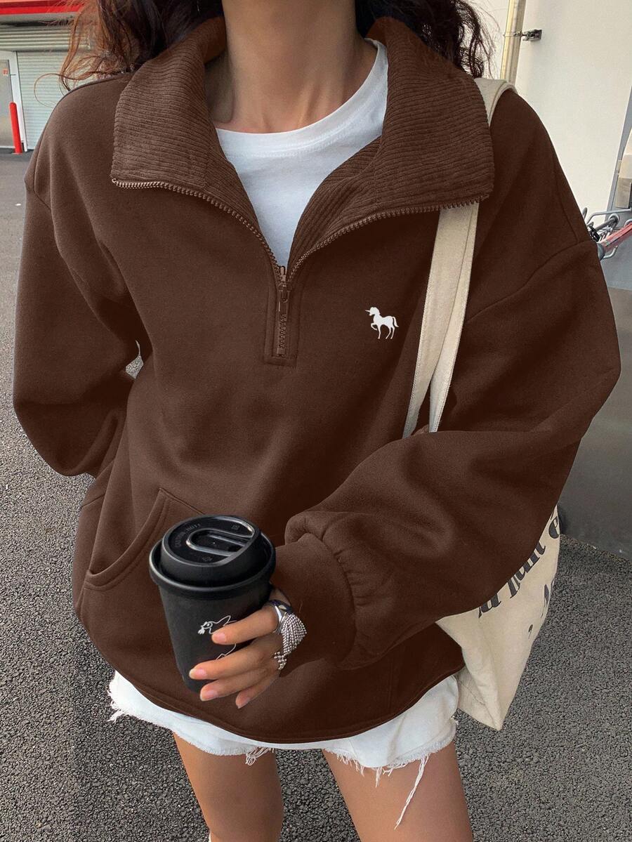 Sweat-shirt à capuche ample doublé thermique - Floorah