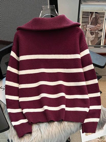 Nouveau pull à col rond rayé pour l'automne/hiver - Floorah