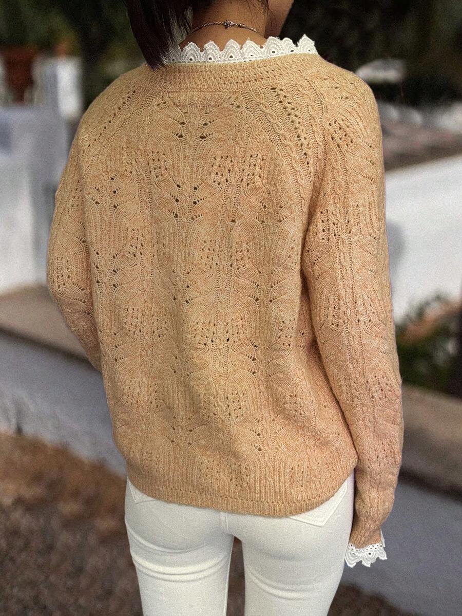 Cardigan tricoté texturé à col V - Floorah