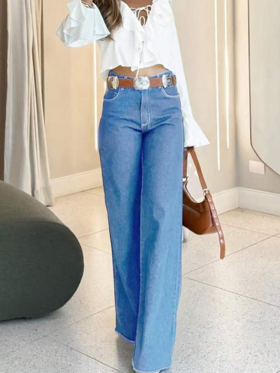 Pantalon maxi en jean à taille élastique - Floorah