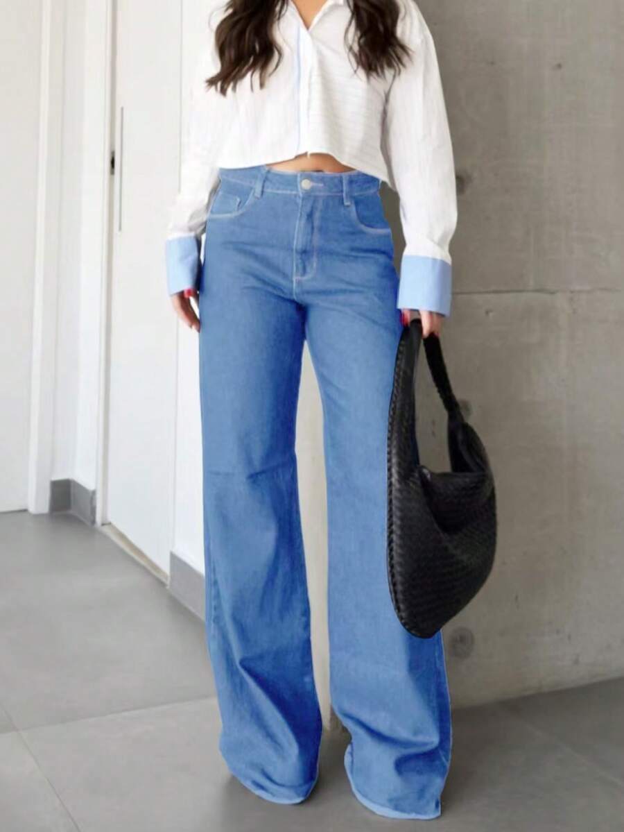 Pantalon maxi en jean à taille élastique - Floorah